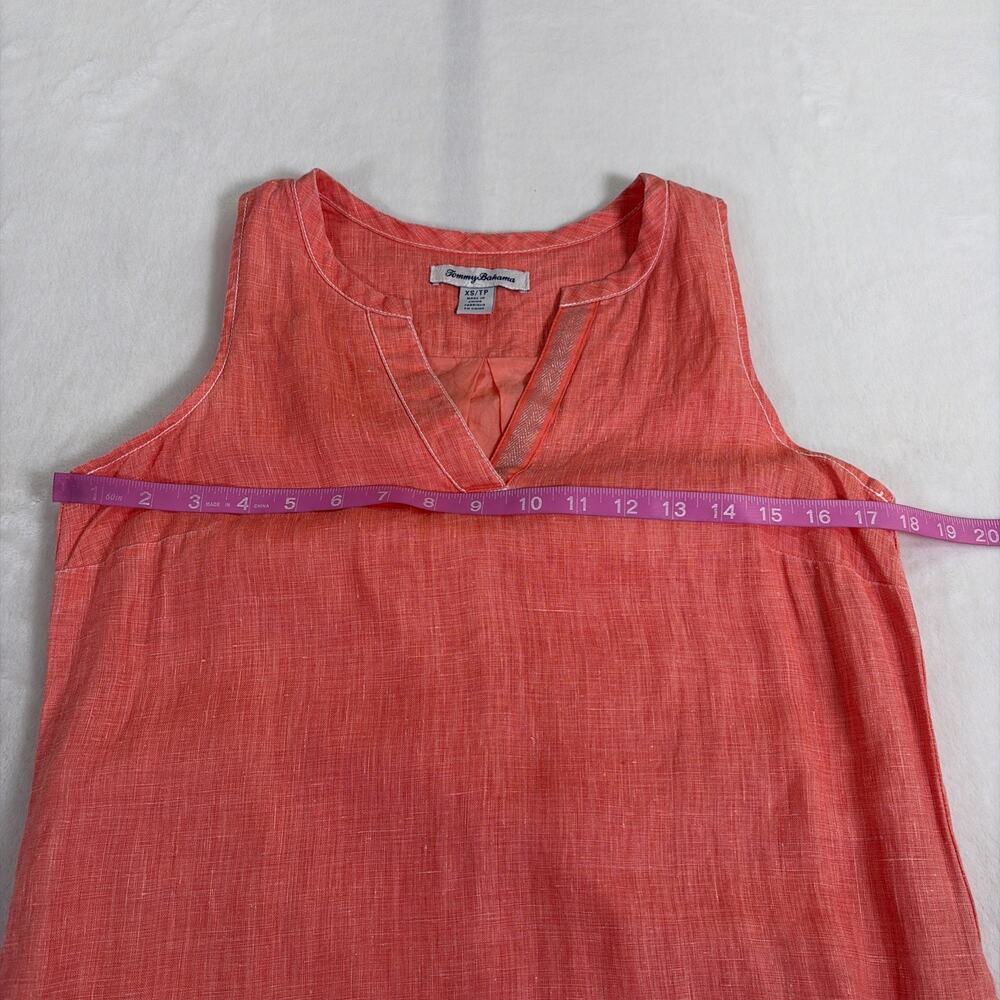 Tommy Bahama 100% Linen Shift Dress Sleeveless Peachy Orange Women’s XS Coastal - Picture 4 of 10